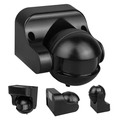 Produktbild von PIR-Bewegungsmelder Maclean Infrarot IP44 schwarz mit schwarzer Blende Reichweite 12 m max. Belastung 300/1200 W MCE358 B/B