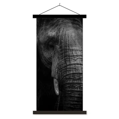 Produktbild von MuchoWow® Textilposter Elefant - Tier - Porträt 90x180 cm mit schwarzem Rahmen - Dekoration Wohnzimmer