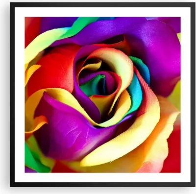Produktbild von Gerahmtes Poster - Schwarzer Rahmen - Blume Farbe Rose - 60x60 cm - Wand Bild - Wanddeko - Wandbilder - Kunstposter - Wandposter - Bilderrahmen - Bilder - Kunstdruck - Wandbild - P2BAC60x60-3623
