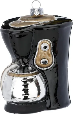 Produktbild von Christbaumschmuck Glas Kaffeemaschine 10cm schwarz