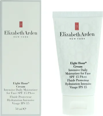 Produktbild von Elizabeth Arden Eight Hour Cream Daily Moisturizing For Face SPF15, Frauen, 50 ml, Creme, Universal, Feuchtigkeitsspendend, Glättend, Tube