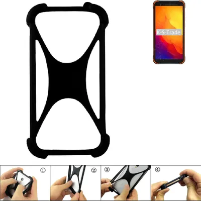Produktbild von K-S-Trade Handy-Hülle Schutz-Hülle kompatibel mit Blackview BV4900S Silikon Bumper TPU Softcase  Smartphone Stoßschutz, schwarz