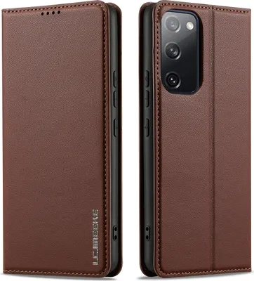 Image de Etui magnétique en cuir pour Samsung Galaxy S20 FE 5G, avec fente pour carte et fonction stand Marron
