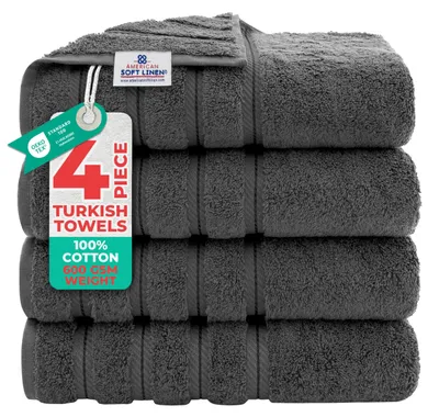 Zdjęcie produktu dla Zestaw czterech h ręczników do kąpieli American Soft Linen, wykonanych w 100% z bawełny, w stylu tureckim