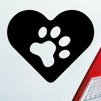 Produktbild von Auto Aufkleber Hund Herz Liebe Pfote Dog Heart KFZ 11,5x9,5 cm Schwarz Glanz Sticker Heckscheibenaufkleber
