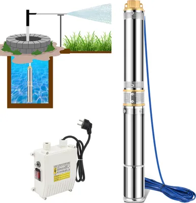 Image de Pompe pour puits profond Clanmacy 1100 W Pompe pour puits 4000 l/h Compatible 4,7 pouces Acier inoxydable Câble de 20 m