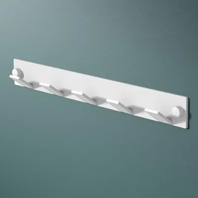Produktbild von Mai & Mai Kleiderhaken Wandgarderobe Wandhaken aus Edelstahl mit 5 Haken Garderobenleiste Garderobenhaken 30cm Matt weiß Stalo-03