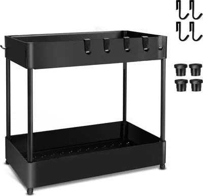 Produktbild von Famanu Spülbeckenorganizer 2-lagig mit 6 Haken - Schwarz
