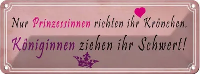 Image de vianmo Plaque en tôle 10x27 cm Prinzessinnen richten Krönchen