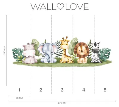 Produktbild von A.S. Création Fototapete Little Zoo 3,75 m x 2,50 m - WALLLOVE Tapete Kinderzimmer mit Tieren in Bunt inkl. Kleister - DD129602