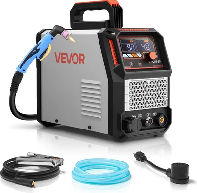 Immagine prodotto di Taglierina al plasma VEVOR, taglierina al plasma ad arco pilota senza contatto da 50 A, inverter IGBT a display digitale con funzione 2T/4T e tempo PA/PT regolabile per riparazioni domestiche, officine