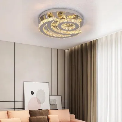 Imagen del producto de Lámpara de techo moderna con cristales y LED, 3 colores, para salón, 40 cm