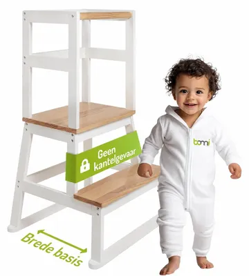 Productafbeelding van BOMI® Leertoren kinderkruk Swubi van hout | Learning Tower voor kinderen vanaf het moment dat ze zelfstandig kunnen staan | Tower voor keuken, kinderkamer en badkamer | Learning Tower