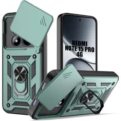 Image de Coque pour Xiaomi Redmi Note 15 Pro 4G, Protection Robuste avec Cache Caméra Anti-Rayures - Vert