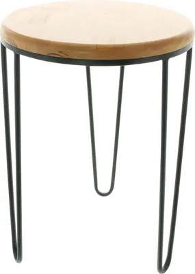 Produktbild von Beistelltisch Retro Metall schwarz Holz Ø 33x46cm – Pflanzentisch