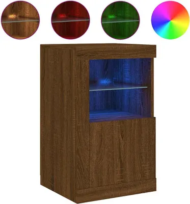 Produktbild von vidaXL Beistellschrank mit LED-Leuchten Braun Eiche Holzwerkstoff