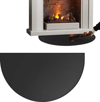Productafbeelding van Brandwerende vloerbeschermingsmat voor open haard, 50 x 80 cm, halfronde vonkenbeschermingsplaat