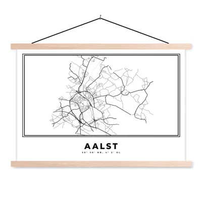 Produktbild von MuchoWow® Textilposter Karte - Aalst - Schwarz und weiß - Belgien - Stadtplan - Karte 60x40 cm mit holzfarbenen Rahmen - Bilder