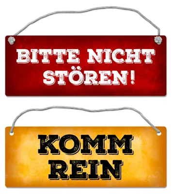 Produktbild von Bitte nicht stören - Komm rein Wendeschild in Gelb und Rot mit Kordel Schild