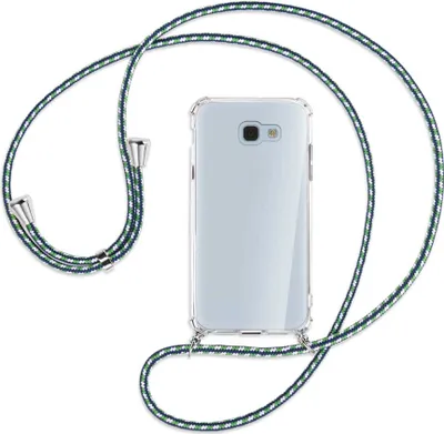 Produktbild von Handykette Backcover-Schutzhülle mit Band (Metall silberfarben) für Samsung Galaxy A5 2017 - grün/blau/weiß