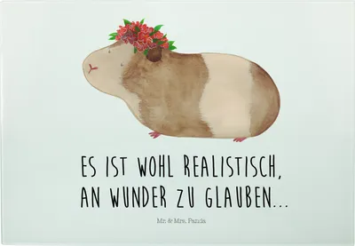 Produktbild von Mr. & Mrs. Panda schneidbrett Meerschweinchen Weisheit - Weiß - Geschenk, Vesperplatte, Blumenkind, Spruch, Hackbrett, Motivation, Glasschneidebrett, Schneidebrett, Glas