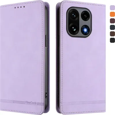 Obrázek produktu pro Pouzdro pro OnePlus 15, retroPolyuretankožené flip pouzdro s stojánkem a přihrádkami na karty Fialový