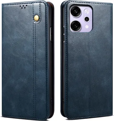 Immagine prodotto di Custodia per Reno14 in pelle flip case portafoglio con funzione stand blu