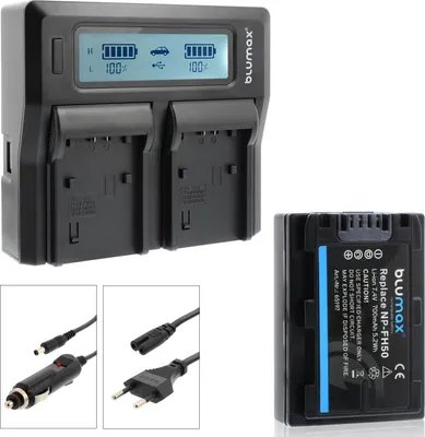 Produktbild von 1x Akku + Lader für Sony NP-FH50 NP-FH60 NP-FH70 NP-FH100 Alpha A390 700 mAh