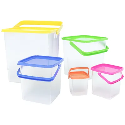Produktbild von Herzberg 5-in-1-Eckbehälter für kubische Lebensmittel SET mit Griff