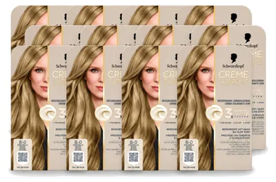 Imagen del producto de 12 unidades de Schwarzkopf Creme Supreme 8-0 Rubio Natural - Tinte permanente para el cabello, 245g - Paquete económico - 12 piezas