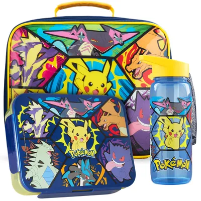 Pokémon Lunchtasche 3-teilig, isoliert, mit Flasche & Snackbox