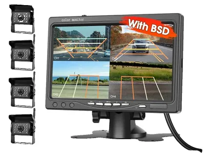 Produktbild von Rückfahrkamera, 7 Zoll kabelloser Bildschirm, IP68 wasserdicht, Monitor 4 Kameras
