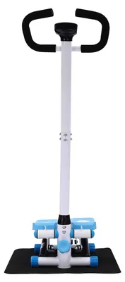 Produktbild von Hydraulischer Stepper - Fitness Steppergerät - höhenverstellbar - Widerstandsbänder - LCD Display - 150 kg Belastbarkeit - für Zuhause - blau