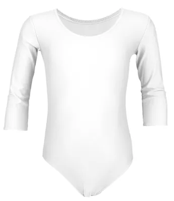 Produktbild von Aquarti Mädchen Ballett Trikot 3/4 Arm Gymnastik Ballettanzug, Farbe: Weiß, Größe: 146