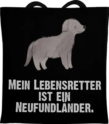 Produktbild von Mr. & Mrs. Panda Shopping Tasche Neufundländer Lebensretter - Schwarz - Geschenk, Jutebeutel, Tote Bag, Newfoundland, Beutel, Schultasche