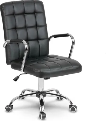 Image de Chaise de Bureau Ergonomique en Cuir Véritable - Benton Noir