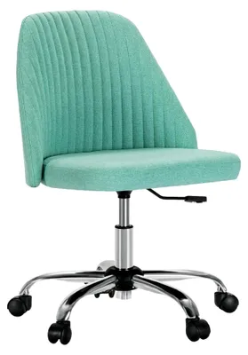Produktbild von Bürostuhl ohne Armlehnen, Computerstuhl mit Rollen, ergonomischer Stuhl, belastbar bis 113 kg (Grün)