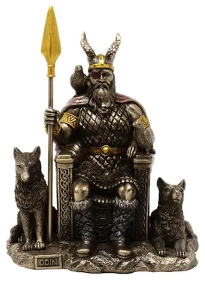 Produktbild von Dekofigur bronziert - Modell Odin sitzend 21 cm - Bronzefigur Figur Deko Wohndeko