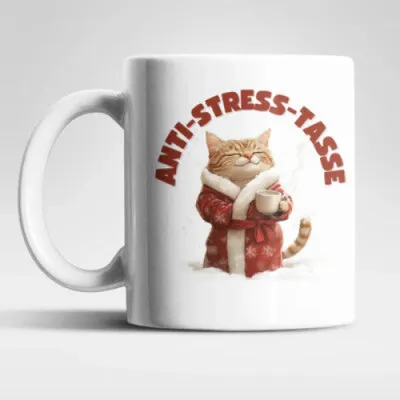 Produktbild von Anti Stress Christmas Katze Kaffeetasse Teetasse Geschenkidee 330 ml – 01