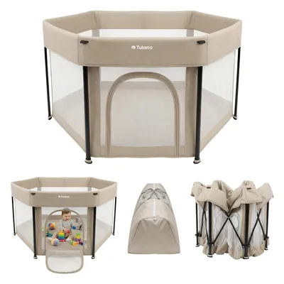 Produktbild von Baby Laufstall Krabbelgitter für Kleinkinder baby stabiler Laufgitterzelt mit atmungsaktivem Netz Laufgitter im Innen- und Außenbereich Playpen