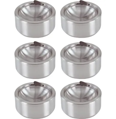 Immagine prodotto di 6x posacenere a pressione Posacenere a vento in acciaio inox ø 11,5 cm