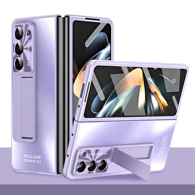 Obrázek produktu pro Pouzdro na Samsung Galaxy Z Fold 5 galvanizované tvrdé PC pouzdro se stojánkem a ochranou displeje, objektivu Fialová