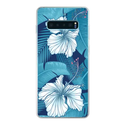 Produktbild von MuchoWow® Handyhülle Schutzhülle Hülle für Samsung Galaxy S10 Plus Tropisch - Blumen - Blau Silikon Softcase Handy Hülle - Schutzhülle