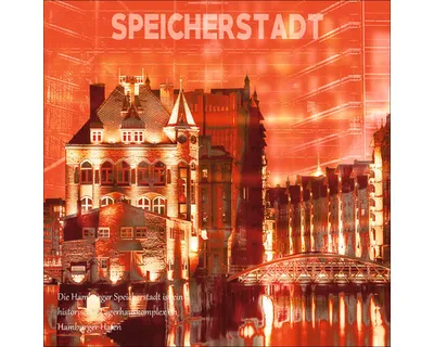 Produktbild von Glasbild Hamburg Speicherstadt rot 50x50 cm