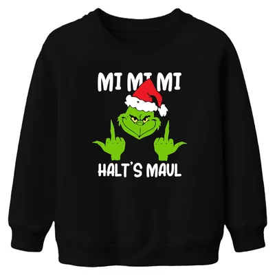 Produktbild von Mi Mi Mi Halt's Maul Grinch Spruch Anti-Weihnachten - Kinder Sweatshirt Pullover, Schwarz, 152