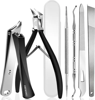 Produktbild von Eingewachsene Zehennägel Set, 6-teilig Pediküre Set für Fussnägel | Edelstahl, Fusspflege Set Professionell für Eingewachsene Nägel, Gerade Nagelschere Fussnägel, Gebogene Nagelknipser