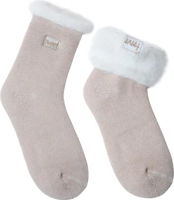 Produktbild von 1x Thermosocken Damen, Kuschelsocken, Warme Haussocken, Gr. 36-42, "Sweet" A0319 Beige