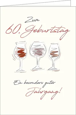Produktbild von 60. Geburtstag - A4 Karte mit Umschlag – Weingläser - „Zum 60. Geburts