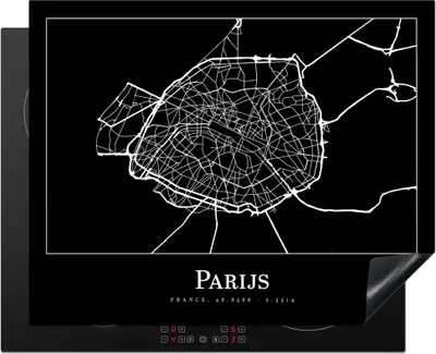 Produktbild von KitchenYeah© Herdabdeckplatte Paris - Karte - Stadtplan , 65x52cm, Küche Deko, Glaskeramikkochfeld Herdabdeckung, Abdeckplatte fùr Kochfeld