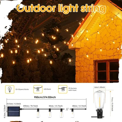 Obrázok produktu pre Rozprávkové svetlá, stmievateľné, na solárny pohon, ST38 9,5M26LEDS